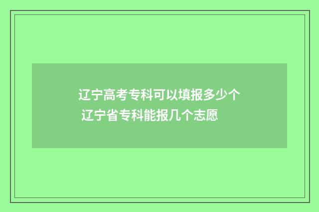 辽宁高考专科可以填报多少个 辽宁省专科能报几个志愿