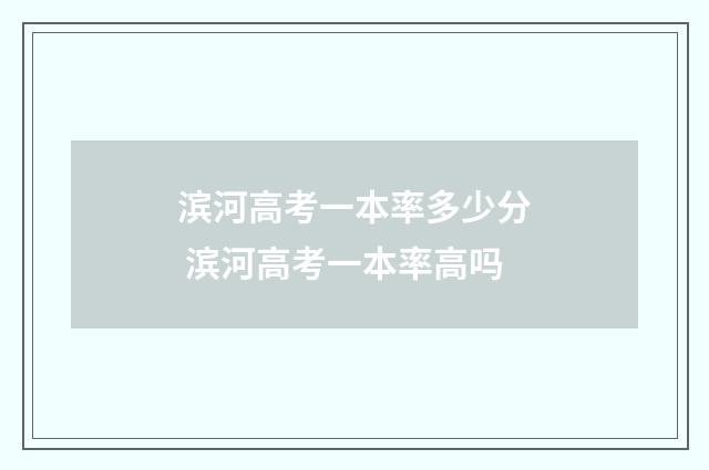 滨河高考一本率多少分 滨河高考一本率高吗