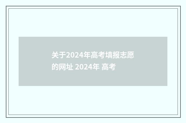 关于2024年高考填报志愿的网址 2024年 高考