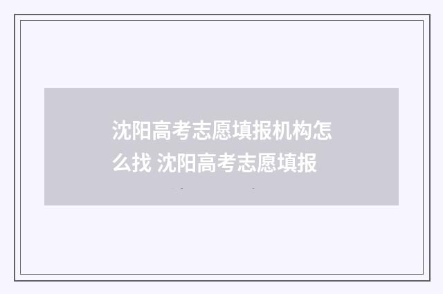 沈阳高考志愿填报机构怎么找 沈阳高考志愿填报