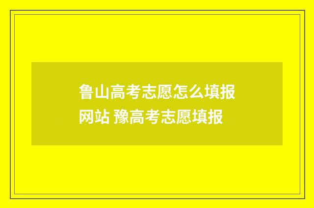 鲁山高考志愿怎么填报网站 豫高考志愿填报