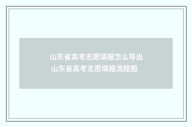 山东省高考志愿填报怎么导出 山东省高考志愿填报流程图
