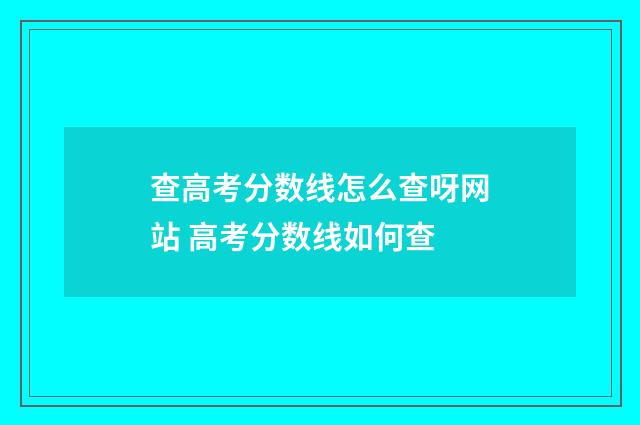 查高考分数线怎么查呀网站 高考分数线如何查