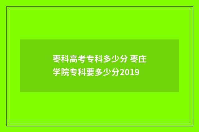 枣科高考专科多少分 枣庄学院专科要多少分2019