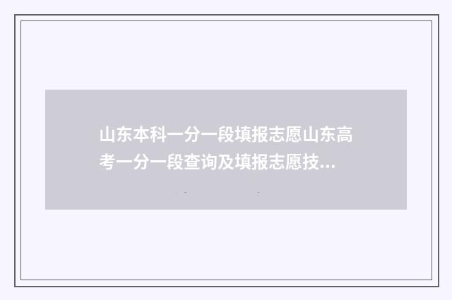 山东本科一分一段填报志愿山东高考一分一段查询及填报志愿技巧 山东本科2021一分一段表