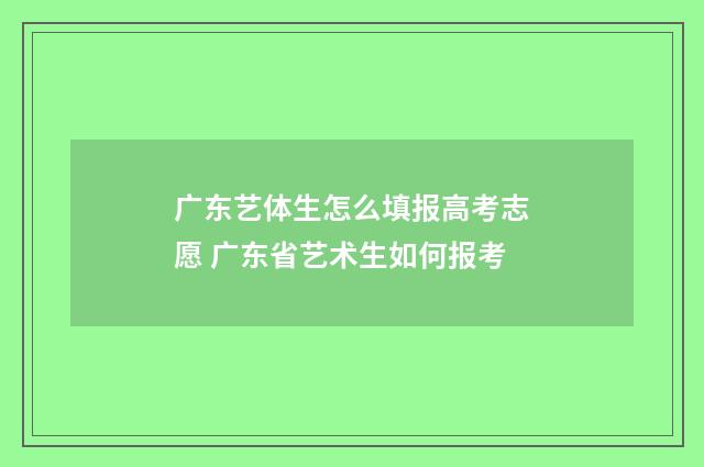 广东艺体生怎么填报高考志愿 广东省艺术生如何报考