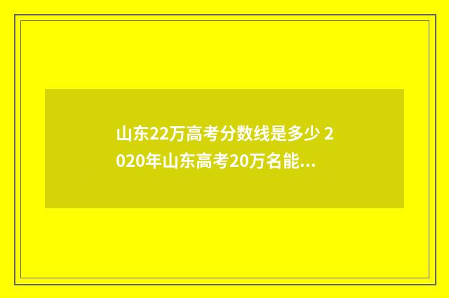 山东22万高考分数线是多少 2020年山东高考20万名能上
