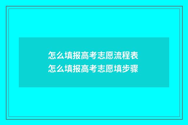怎么填报高考志愿流程表 怎么填报高考志愿填步骤