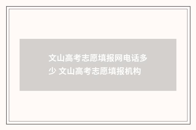 文山高考志愿填报网电话多少 文山高考志愿填报机构