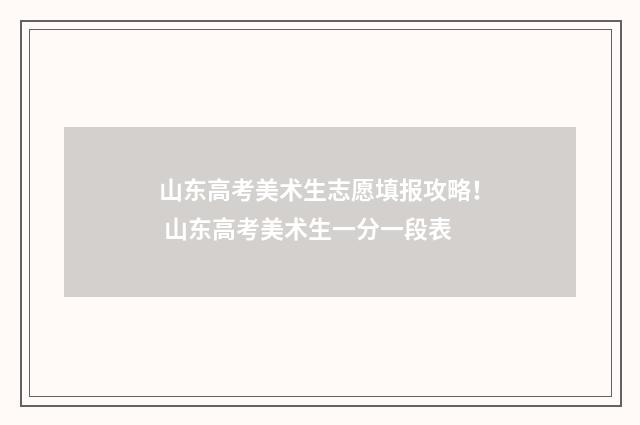 山东高考美术生志愿填报攻略！ 山东高考美术生一分一段表
