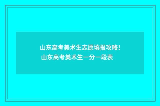 山东高考美术生志愿填报攻略！ 山东高考美术生一分一段表