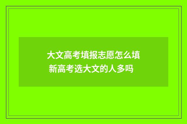 大文高考填报志愿怎么填 新高考选大文的人多吗
