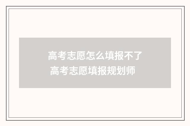 高考志愿怎么填报不了 高考志愿填报规划师