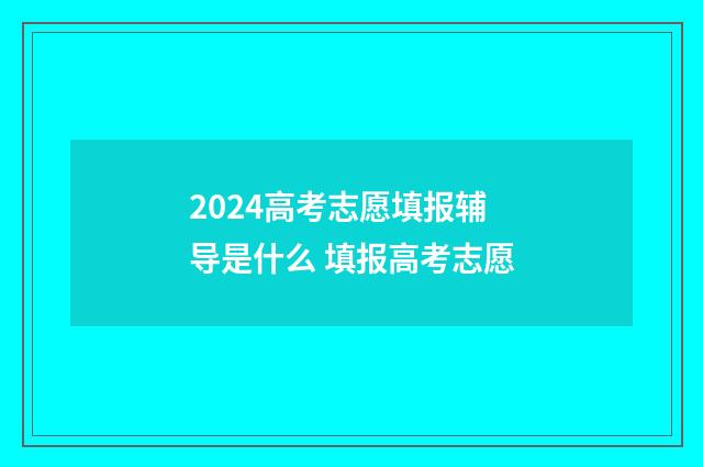 2024高考志愿填报辅导是什么 填报高考志愿