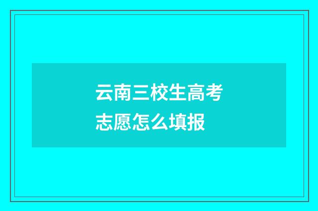 云南三校生高考志愿怎么填报