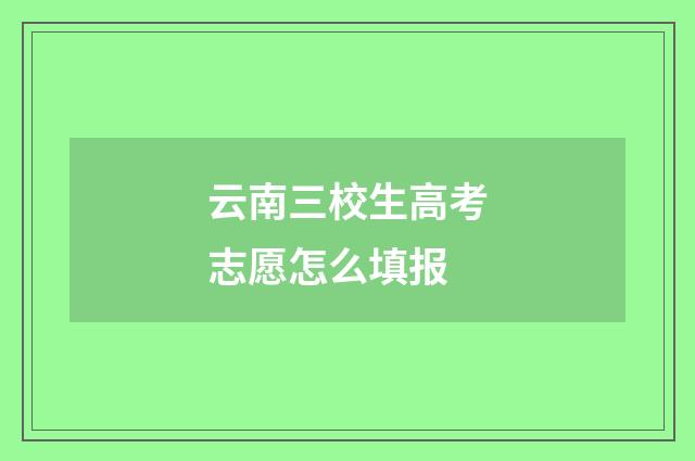 云南三校生高考志愿怎么填报