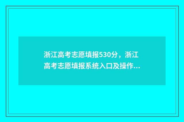 浙江高考志愿填报530分，浙江高考志愿填报系统入口及操作指南 浙江高考志愿填报可以填几个学校
