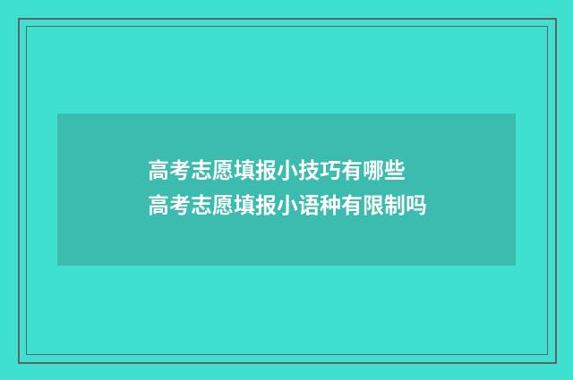 高考志愿填报小技巧有哪些 高考志愿填报小语种有限制吗