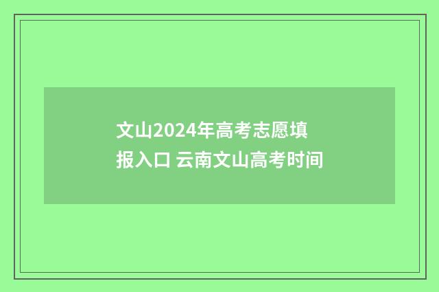 文山2024年高考志愿填报入口 云南文山高考时间