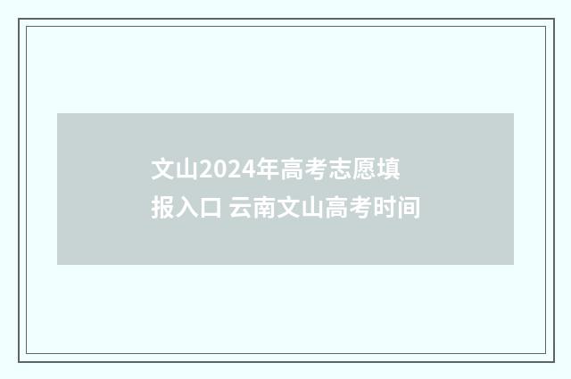 文山2024年高考志愿填报入口 云南文山高考时间