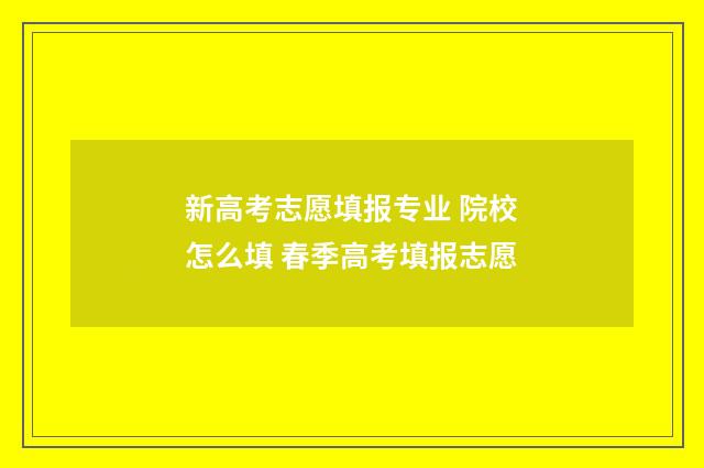 新高考志愿填报专业 院校怎么填 春季高考填报志愿