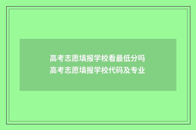 高考志愿填报学校看最低分吗 高考志愿填报学校代码及专业