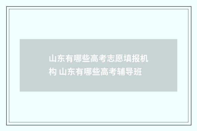 山东有哪些高考志愿填报机构 山东有哪些高考辅导班
