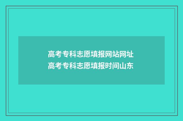 高考专科志愿填报网站网址 高考专科志愿填报时间山东