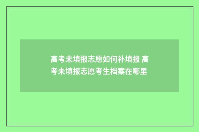 高考未填报志愿如何补填报 高考未填报志愿考生档案在哪里