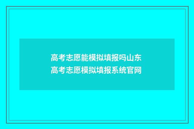 高考志愿能模拟填报吗山东 高考志愿模拟填报系统官网