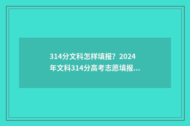 314分文科怎样填报？2024年文科314分高考志愿填报模拟 文科343