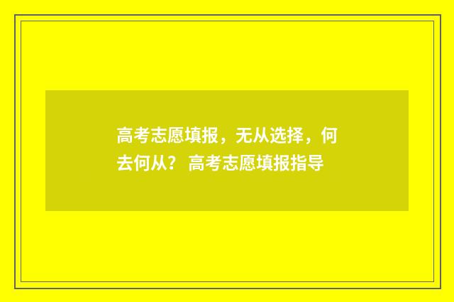 高考志愿填报，无从选择，何去何从？ 高考志愿填报指导