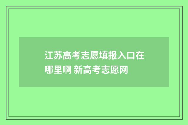 江苏高考志愿填报入口在哪里啊 新高考志愿网