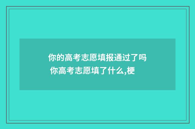 你的高考志愿填报通过了吗 你高考志愿填了什么,梗