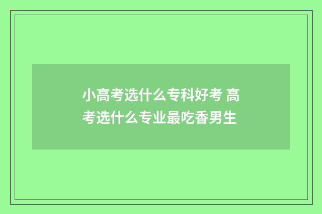 小高考选什么专科好考 高考选什么专业最吃香男生