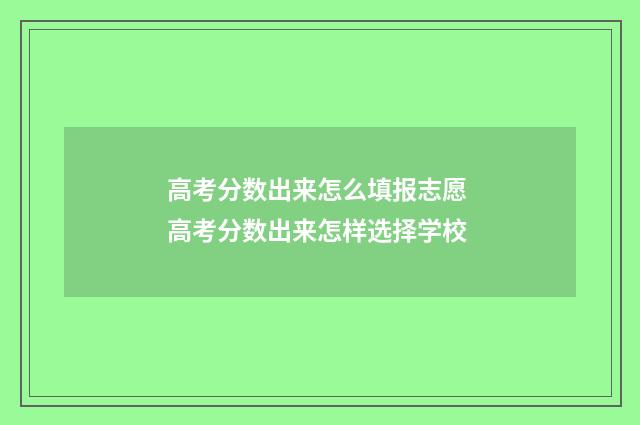 高考分数出来怎么填报志愿 高考分数出来怎样选择学校