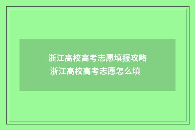 浙江高校高考志愿填报攻略 浙江高校高考志愿怎么填