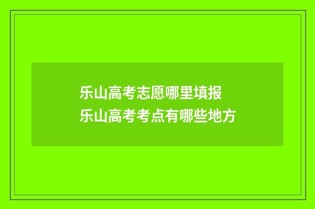 乐山高考志愿哪里填报 乐山高考考点有哪些地方