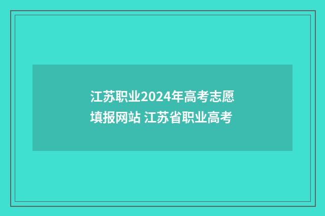 江苏职业2024年高考志愿填报网站 江苏省职业高考