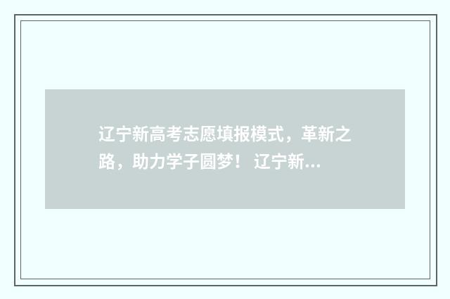 辽宁新高考志愿填报模式，革新之路，助力学子圆梦！ 辽宁新高考志愿表范例