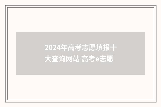 2024年高考志愿填报十大查询网站 高考e志愿