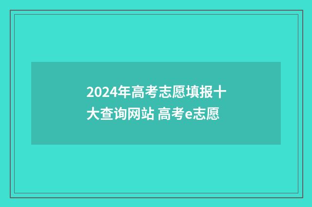2024年高考志愿填报十大查询网站 高考e志愿