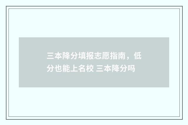 三本降分填报志愿指南，低分也能上名校 三本降分吗