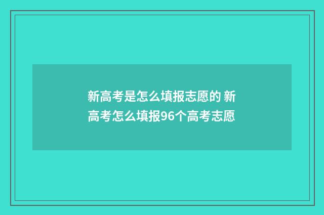 新高考是怎么填报志愿的 新高考怎么填报96个高考志愿