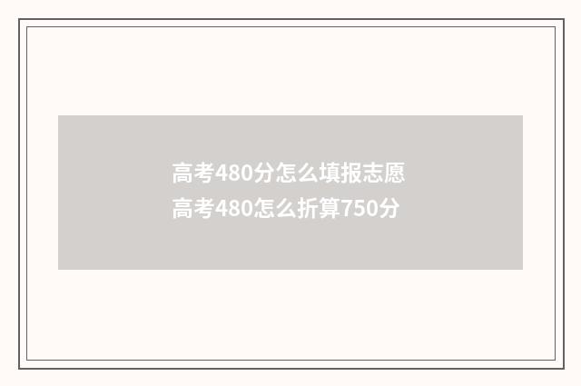 高考480分怎么填报志愿 高考480怎么折算750分