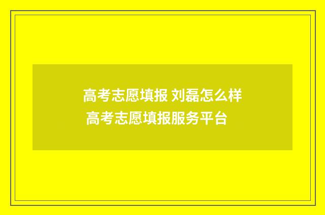 高考志愿填报 刘磊怎么样 高考志愿填报服务平台