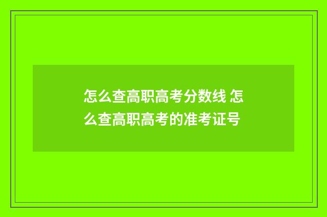 怎么查高职高考分数线 怎么查高职高考的准考证号