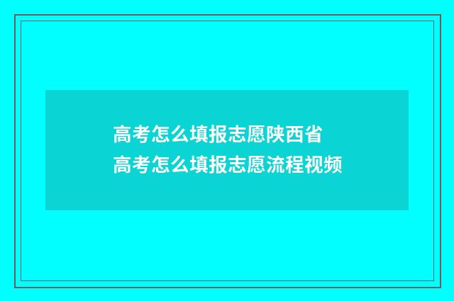 高考怎么填报志愿陕西省 高考怎么填报志愿流程视频