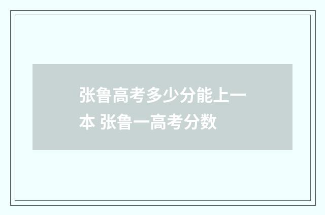 张鲁高考多少分能上一本 张鲁一高考分数
