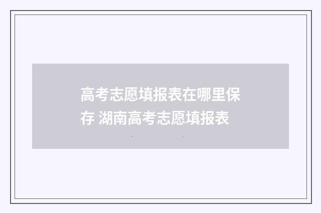 高考志愿填报表在哪里保存 湖南高考志愿填报表